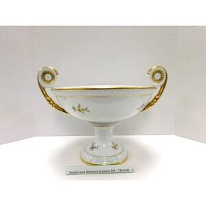 Golden Crown Porcelain Floral W/ Gold Accents Pedestal Bowl DW699